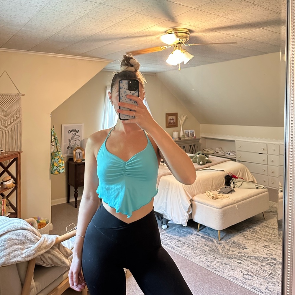 Blue open back top!